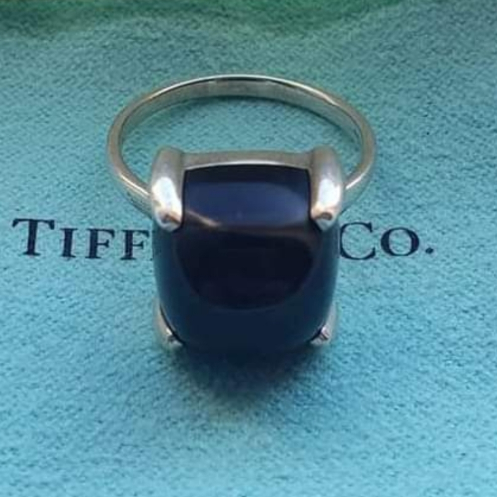 ❤ CLEARANCE FINAL PRICE ❤Authentic Tiffany Black Onyx Sugar Stack Ring - Picture 1 of 5